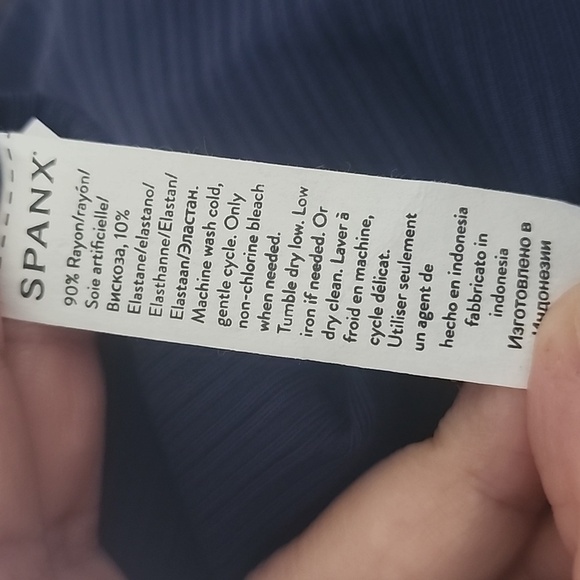 SPANX Stretch Rib Long-Sleeve Top Midnight Blue Size Small - Picture 15 of 15